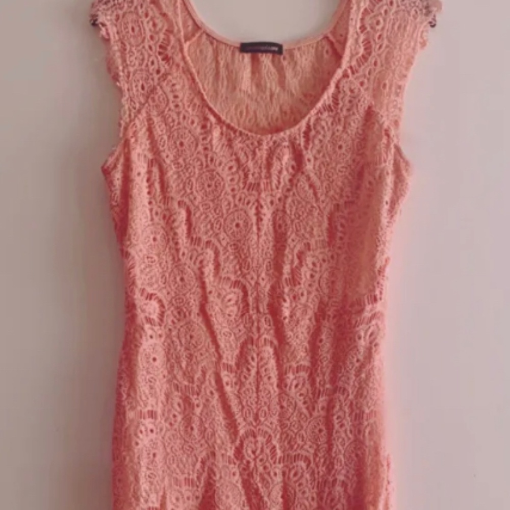 Women's Pink Peach Knitted Mini High Low Dress